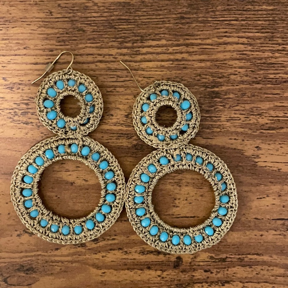 Turquoise crochet earrings
